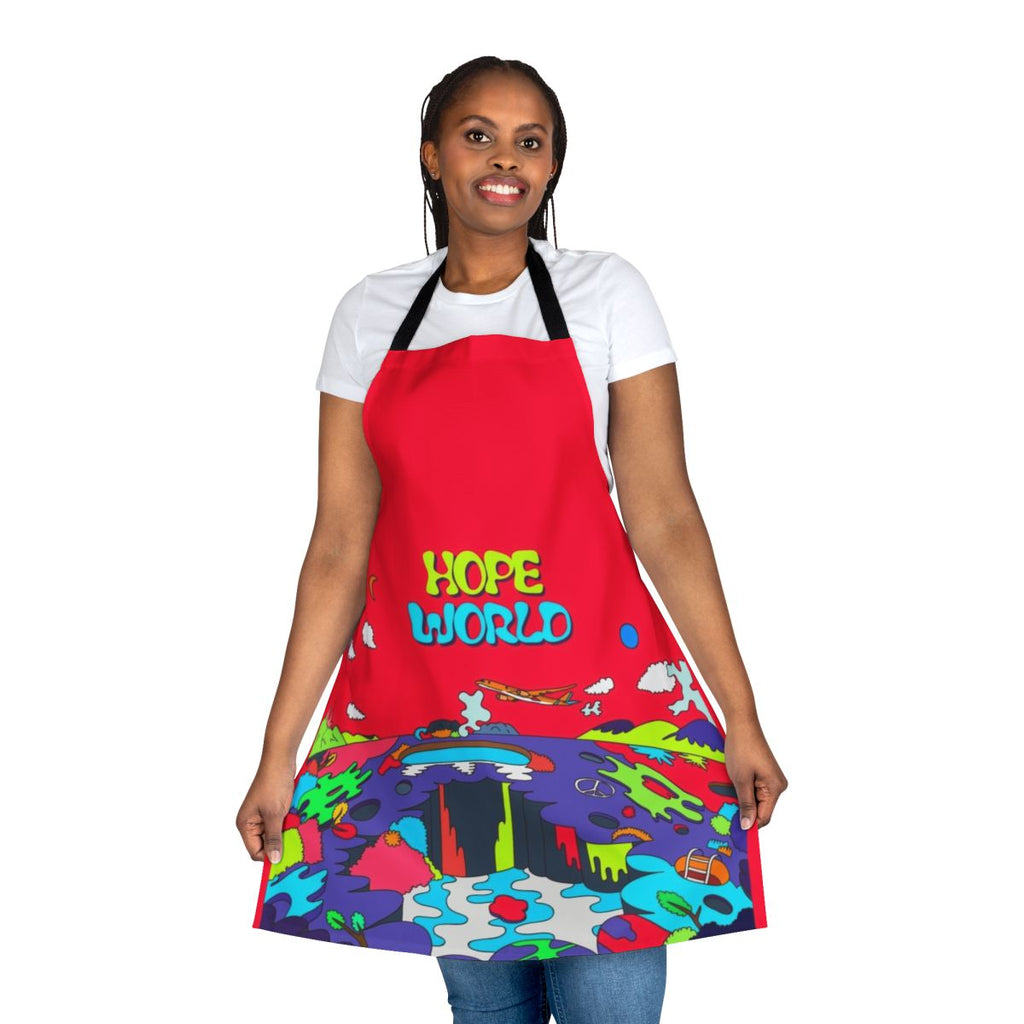 Colorful and trendy apron designed with J-Hope's "Hope World" artwork and motifs