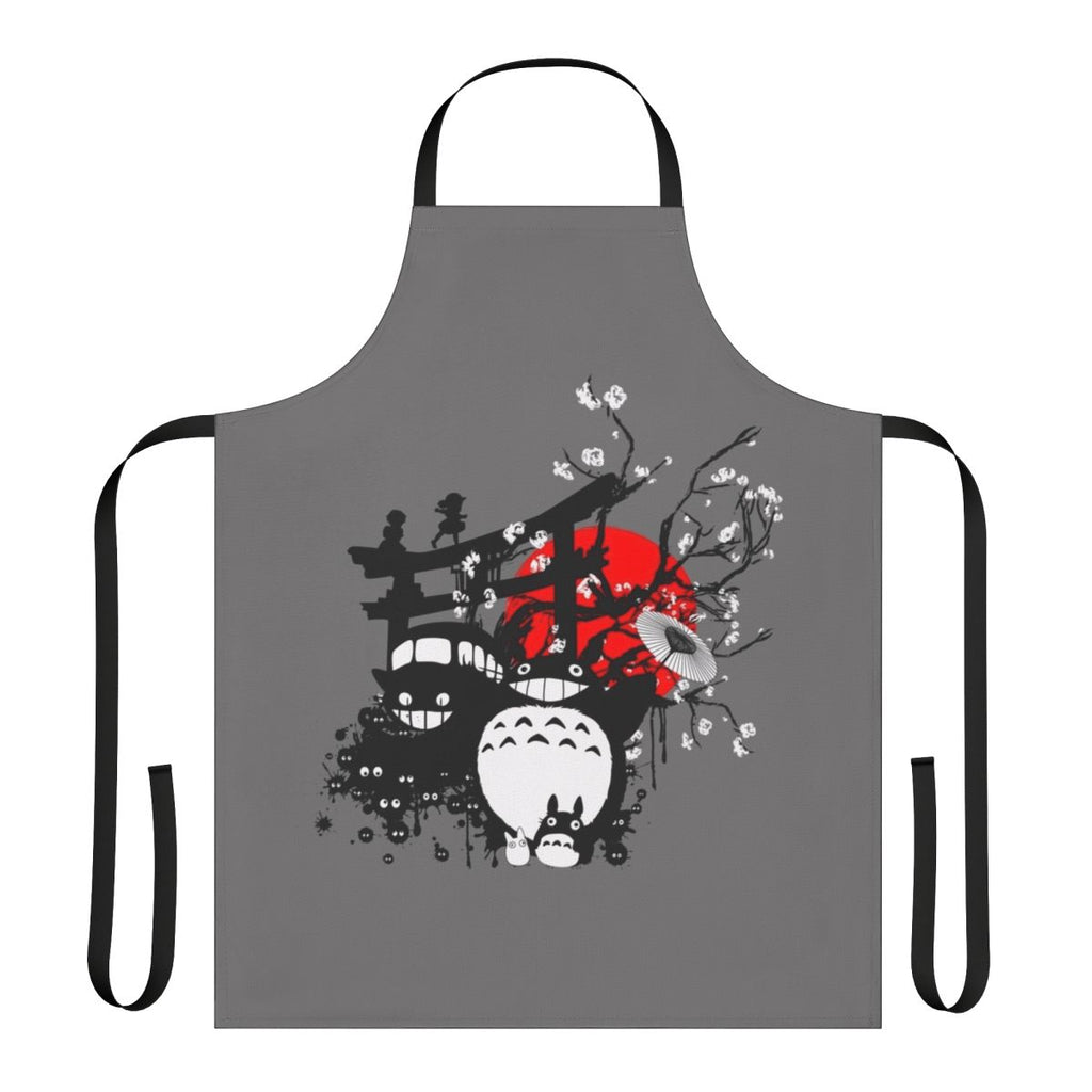 A stylish and colorful apron featuring a striking Japanese-inspired design, perfect for anime enthusiasts.