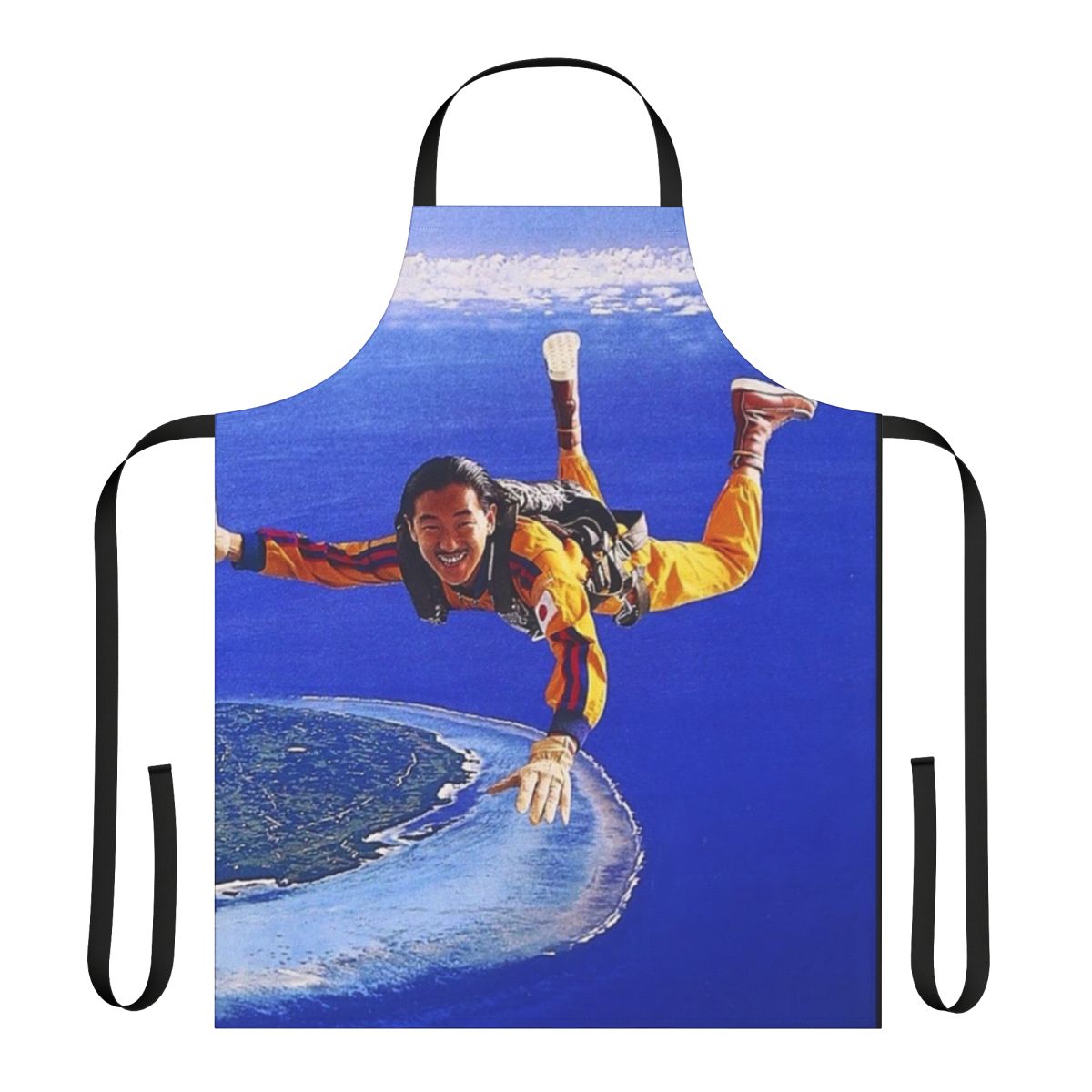 Stylish music-themed apron featuring a colorful Japanese-inspired design