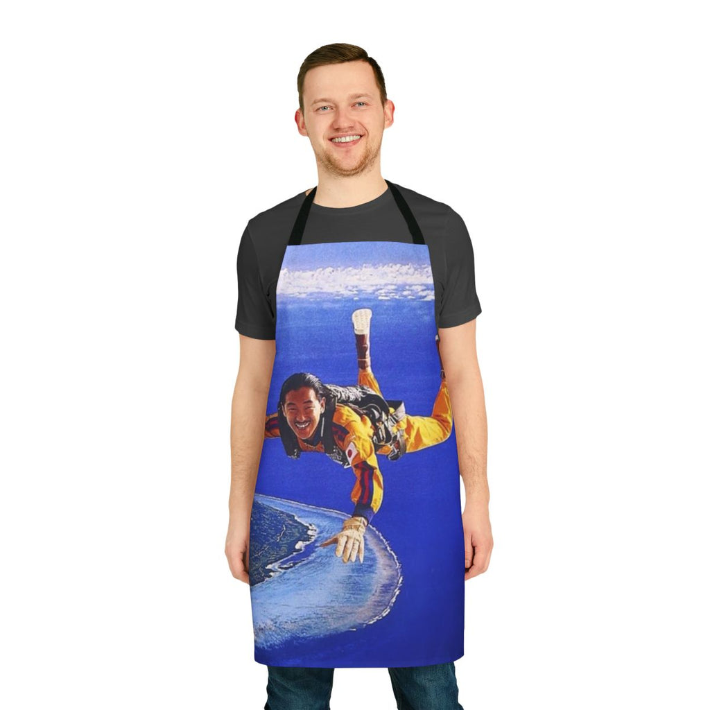 Stylish music-themed apron featuring a colorful Japanese-inspired design
