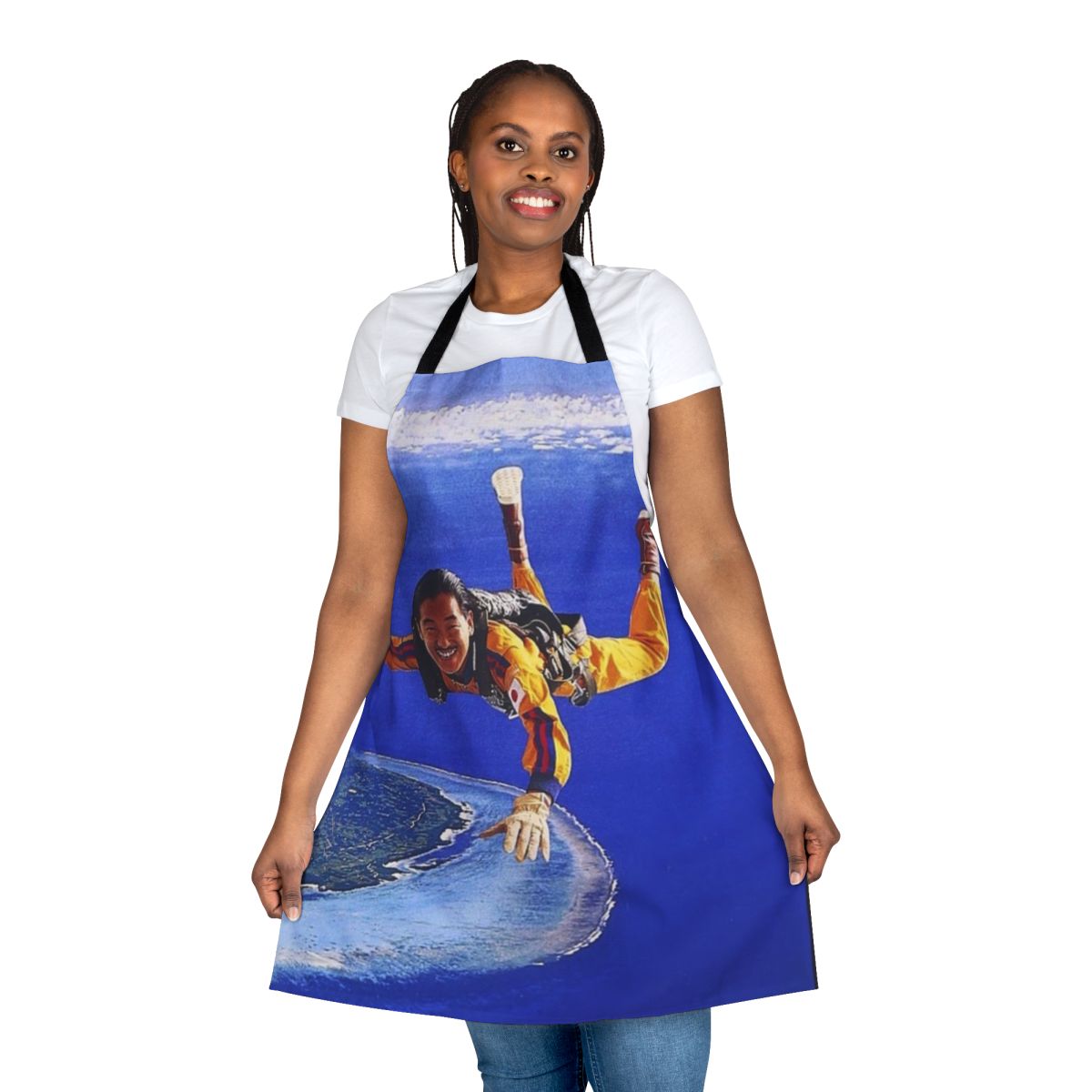 Stylish music-themed apron featuring a colorful Japanese-inspired design