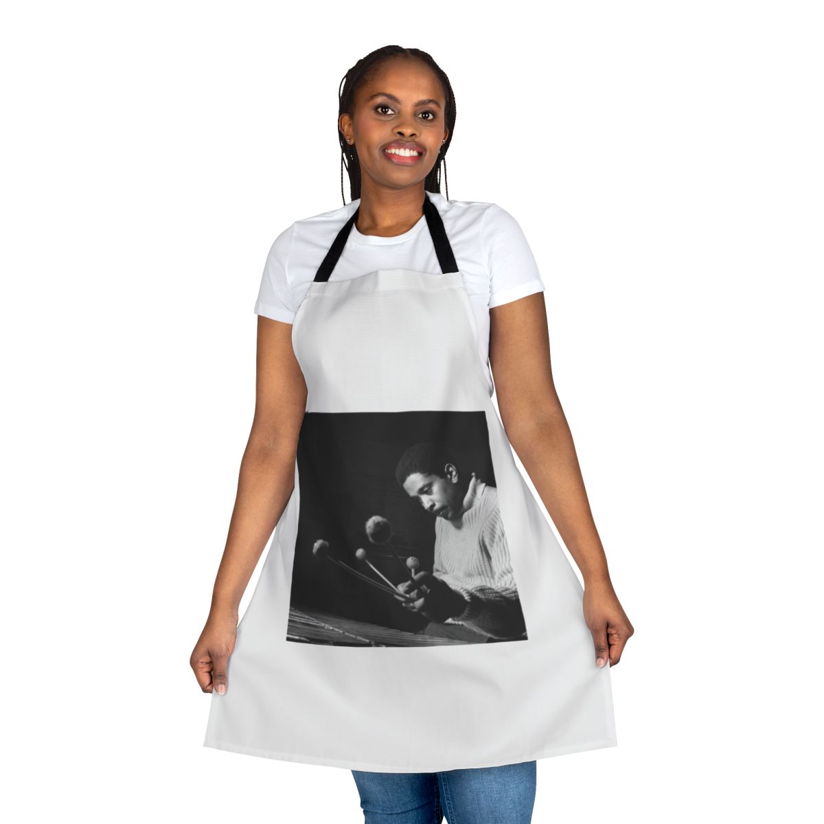 Apron featuring a design inspired by the legendary jazz musician Bobby Hutcherson and his iconic vibraphone playing.