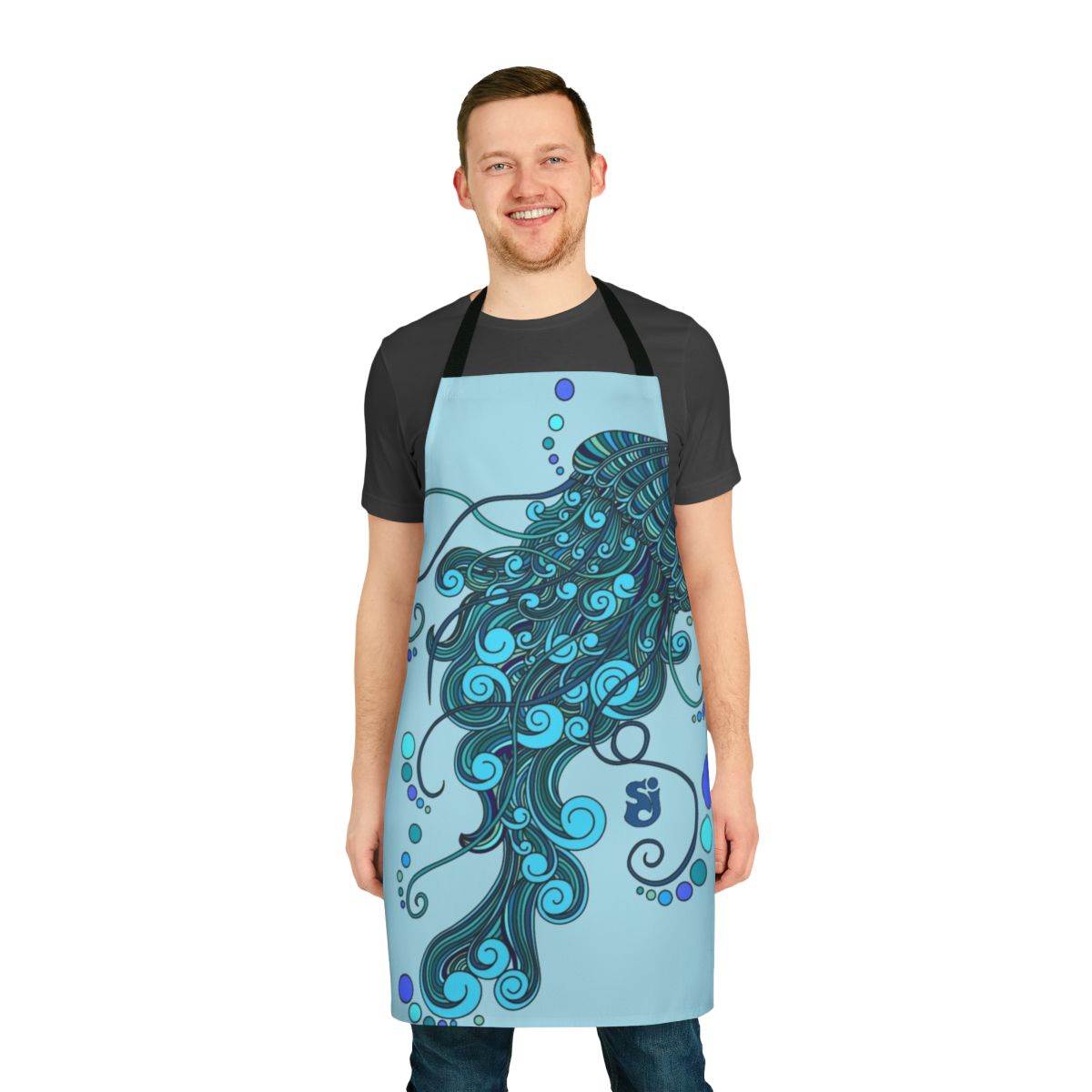 Colorful apron featuring a psychedelic jelly fish design inspired by the Colorado band String Cheese Incident