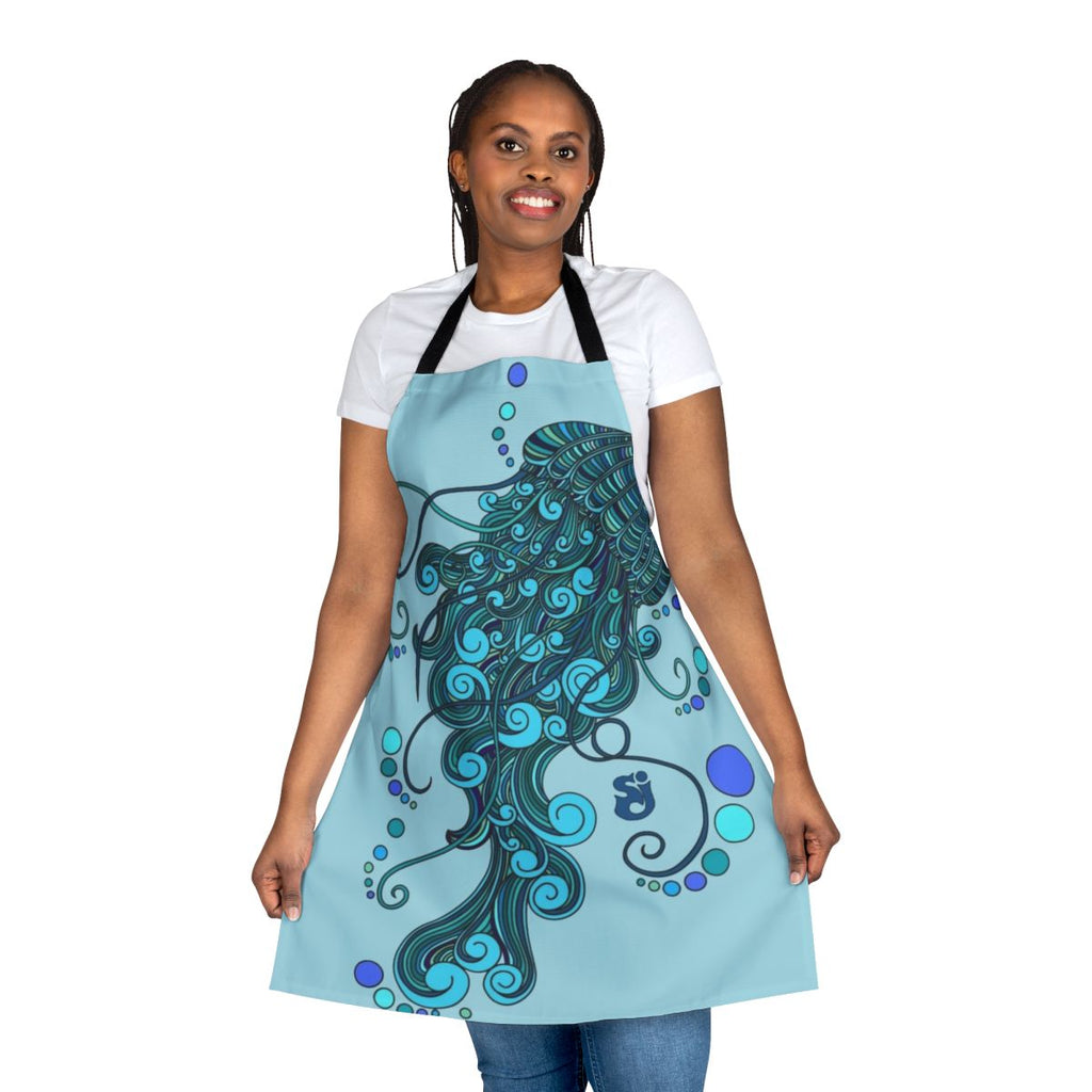 Colorful apron featuring a psychedelic jelly fish design inspired by the Colorado band String Cheese Incident