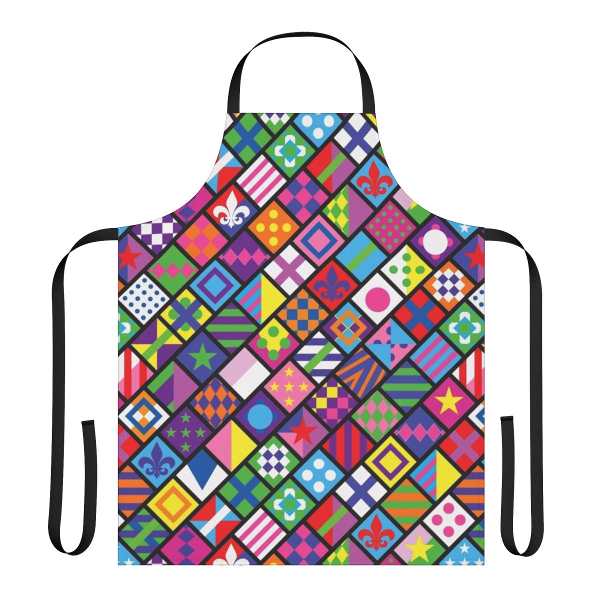 Colorful apron with horse racing jockey squares design