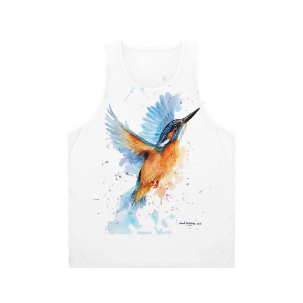 Unisex tank top with vibrant kingfisher bird art