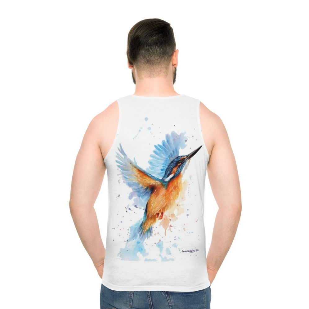 Unisex tank top with vibrant kingfisher bird art