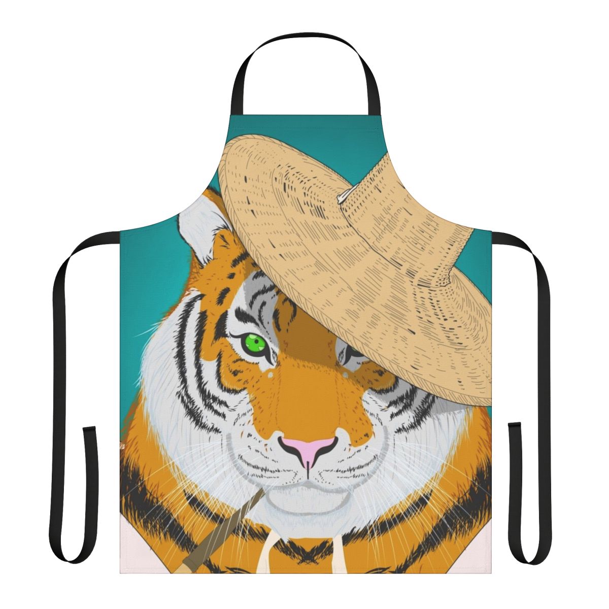 Colorful apron with traditional Korean tiger design, inspired by folk tales