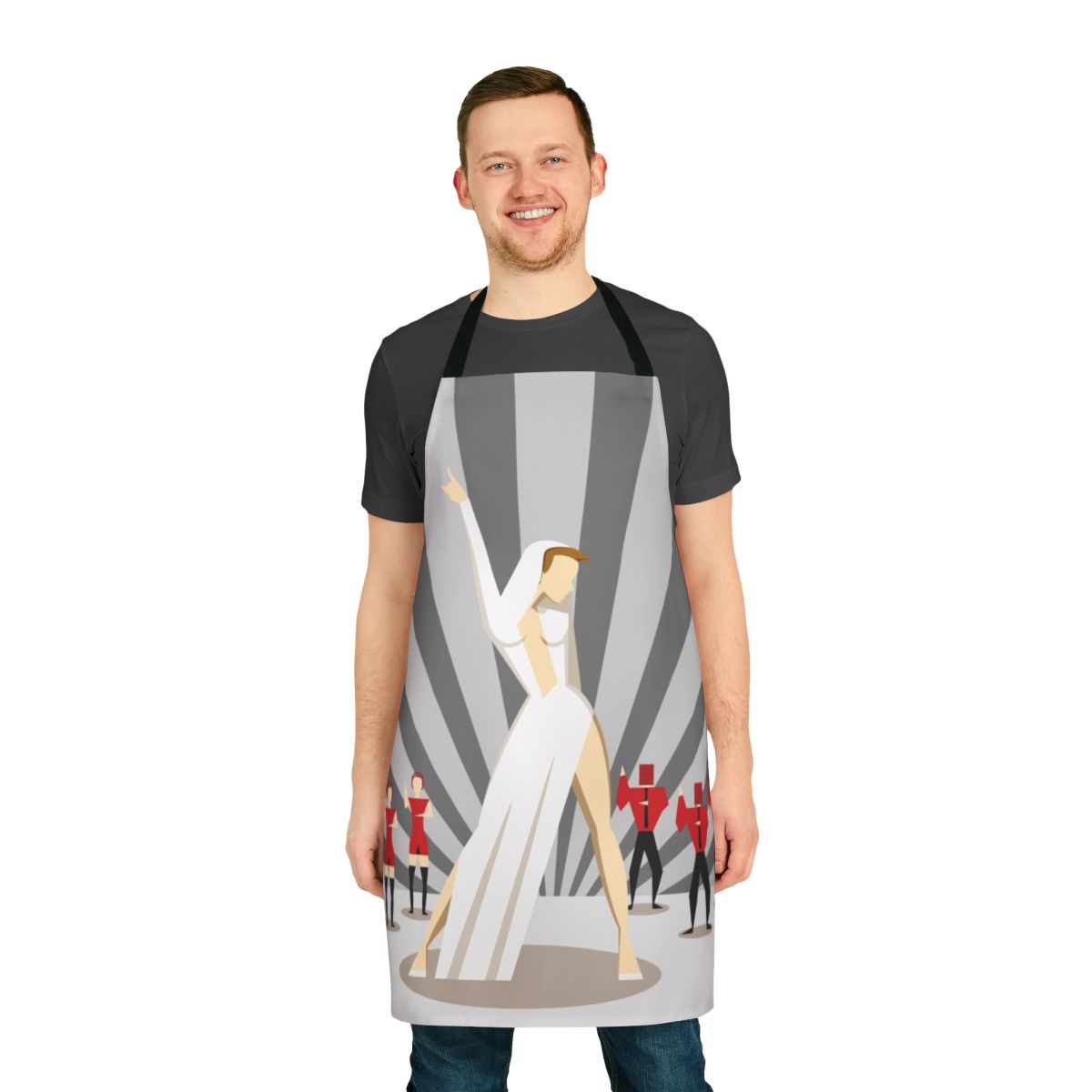 Colorful pop art style apron featuring Kylie Minogue imagery