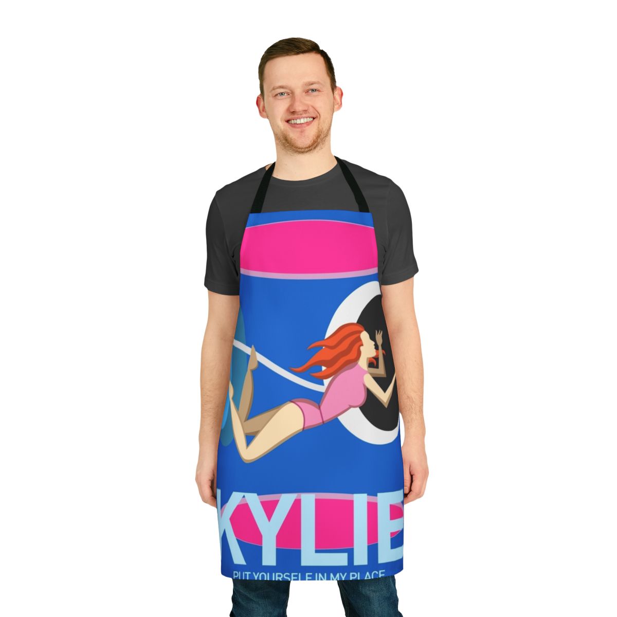 Colorful apron with Kylie Minogue-inspired pop art design