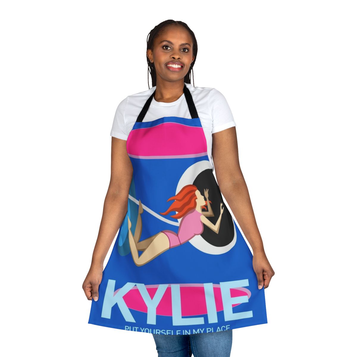 Colorful apron with Kylie Minogue-inspired pop art design