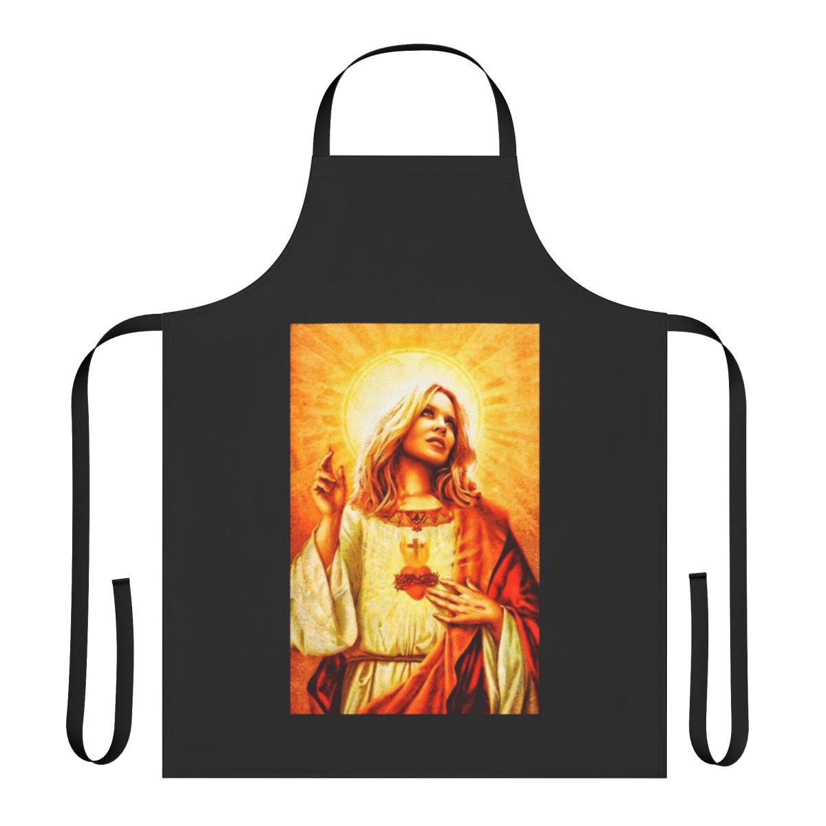 Colorful apron featuring stylized art of pop diva Kylie Minogue