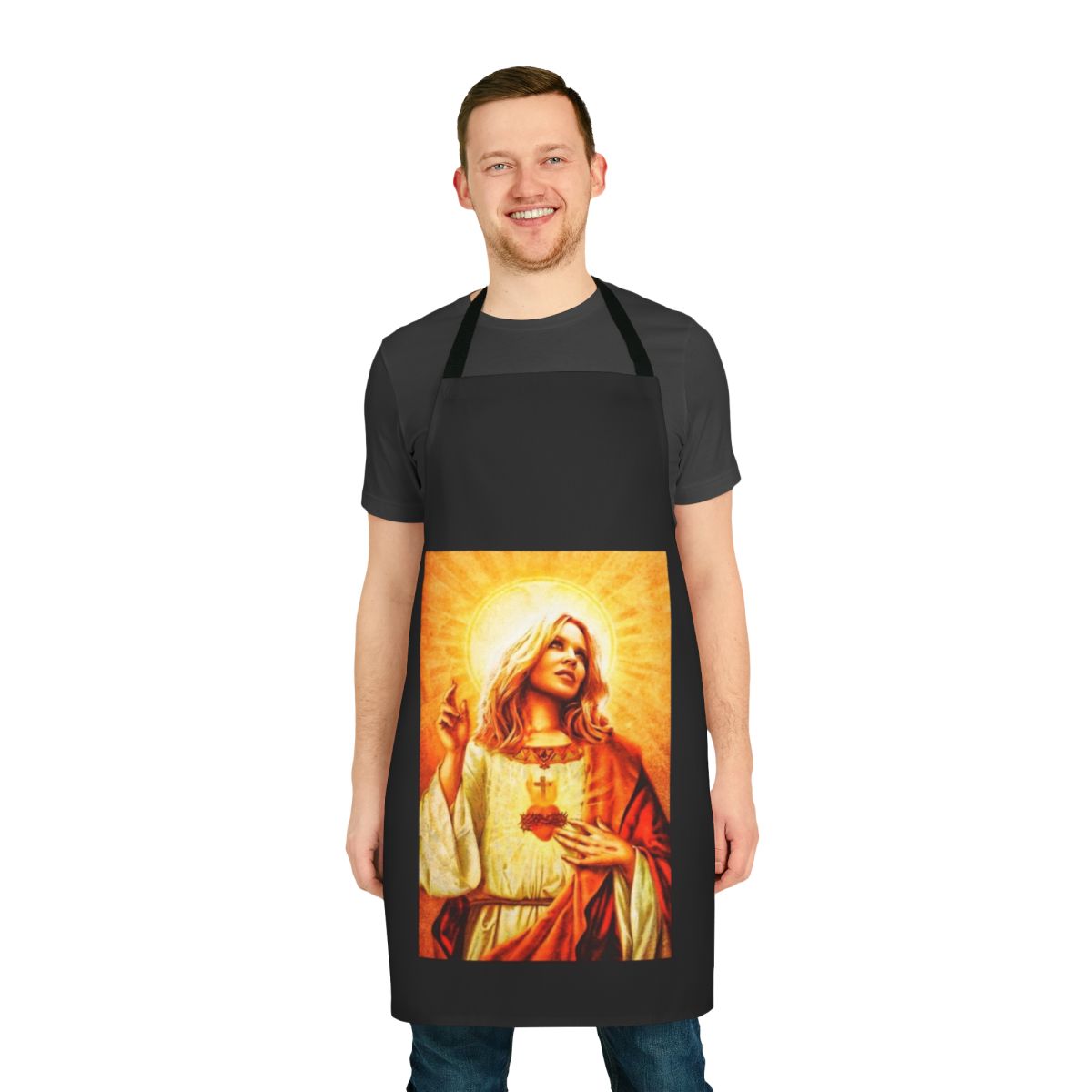 Colorful apron featuring stylized art of pop diva Kylie Minogue