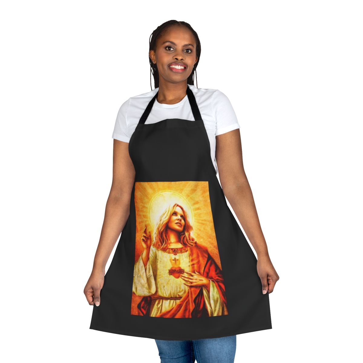 Colorful apron featuring stylized art of pop diva Kylie Minogue