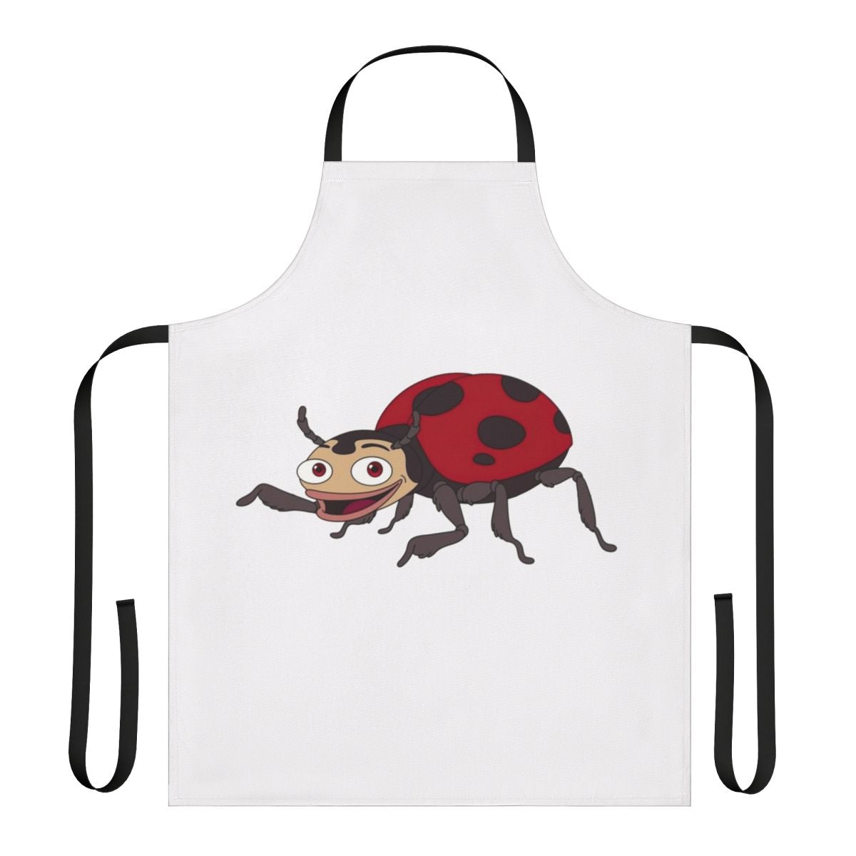 A colorful apron featuring a ladybug design, perfect for Big Mouth fans.