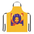 Colorful apron featuring Celia Cruz-inspired design in vibrant Latin colors and patterns