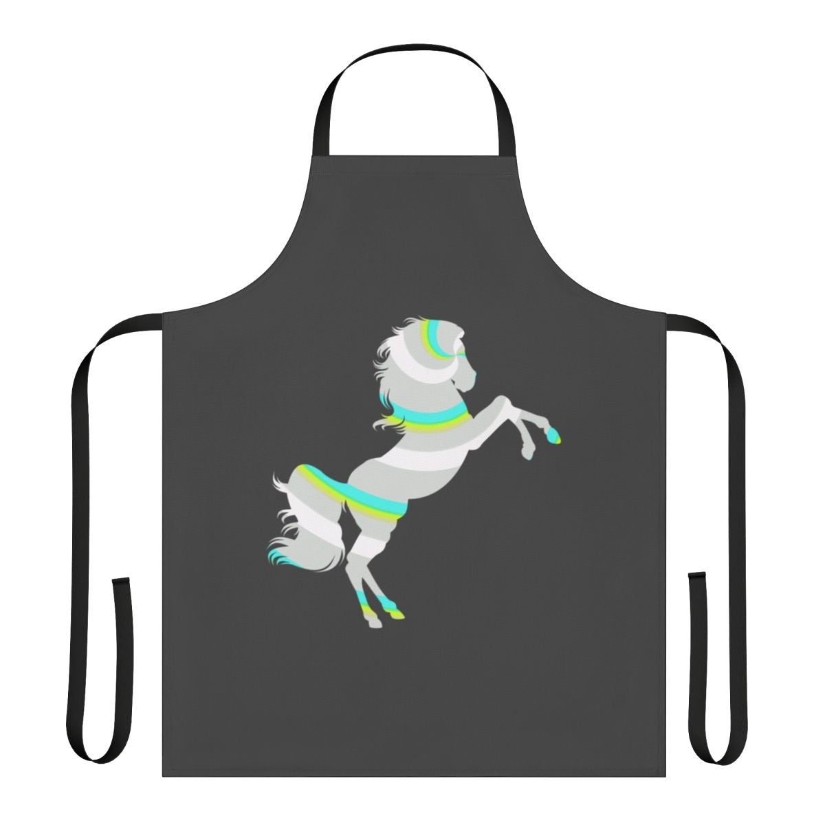 Apron featuring a vibrant, abstract design of a legendary horse