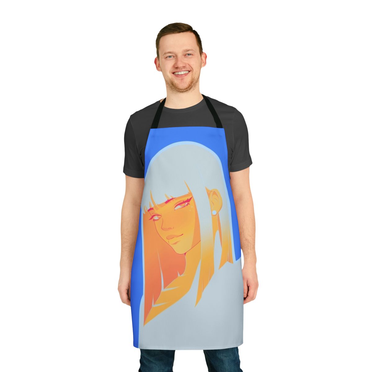 Colorful lemon-patterned apron with a modern, flat design