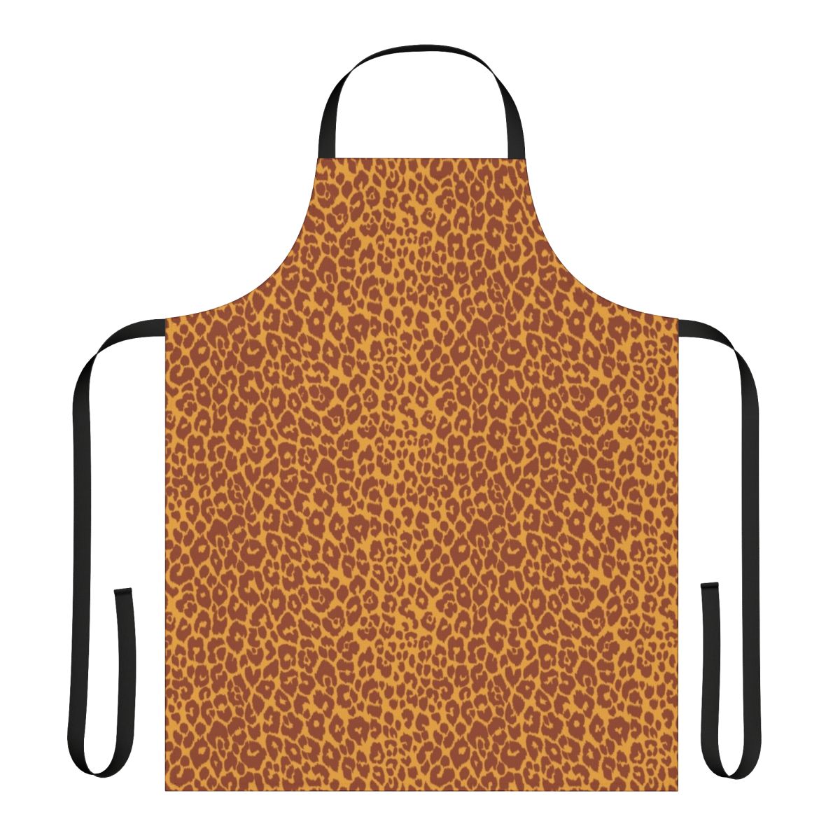 A stylish apron featuring vibrant leopard spots in earthy tones, perfect for tropical-inspired home decor.