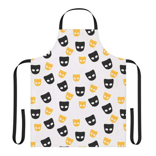 Colorful apron featuring a Grindr-inspired pattern for LGBTQIA+ pride.