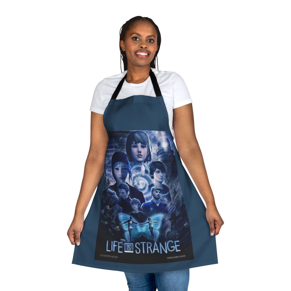 Colorful movie poster-inspired apron featuring characters from the popular video game Life Is Strange