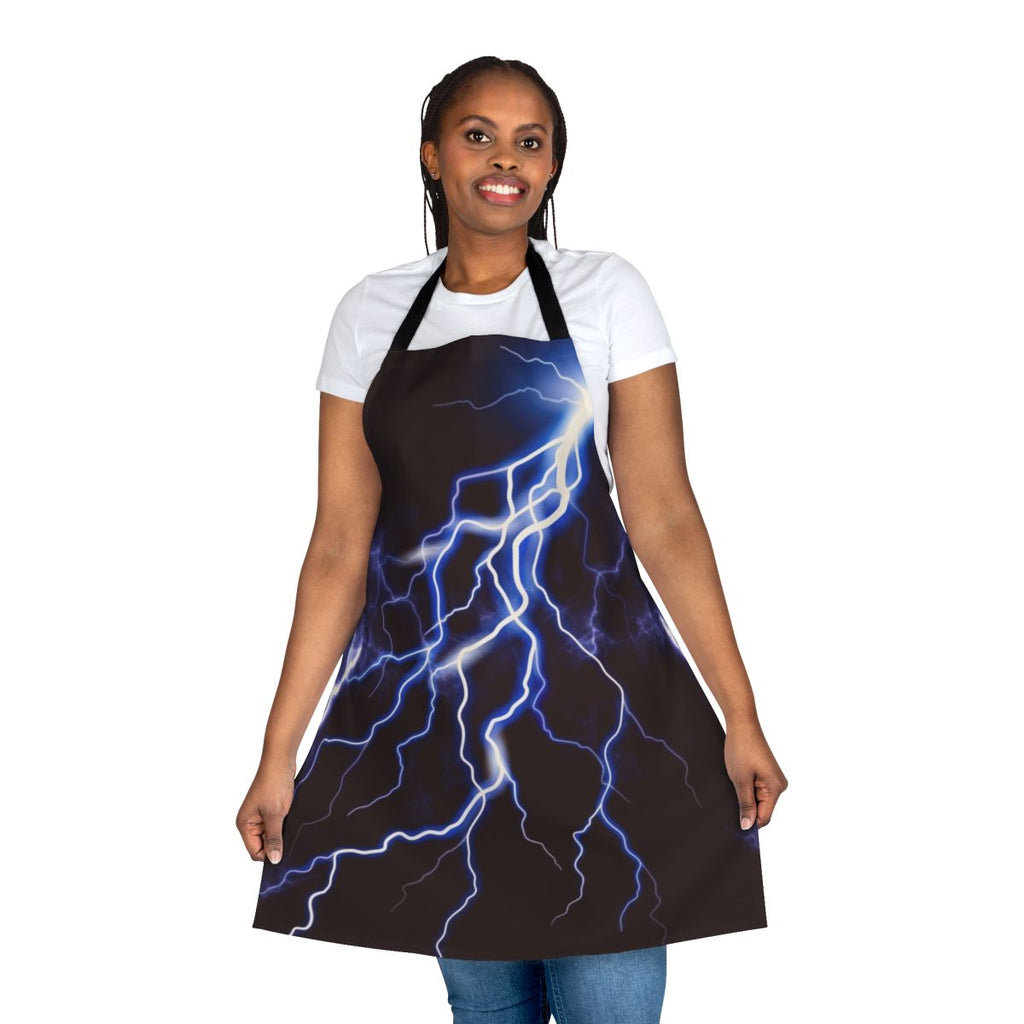 Colorful lightning graphic design on a durable, high-quality apron.