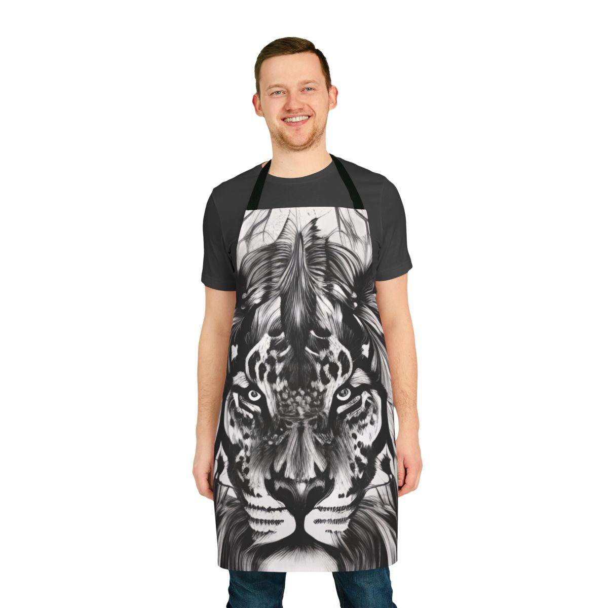 Colorful portrait of a lion on an apron