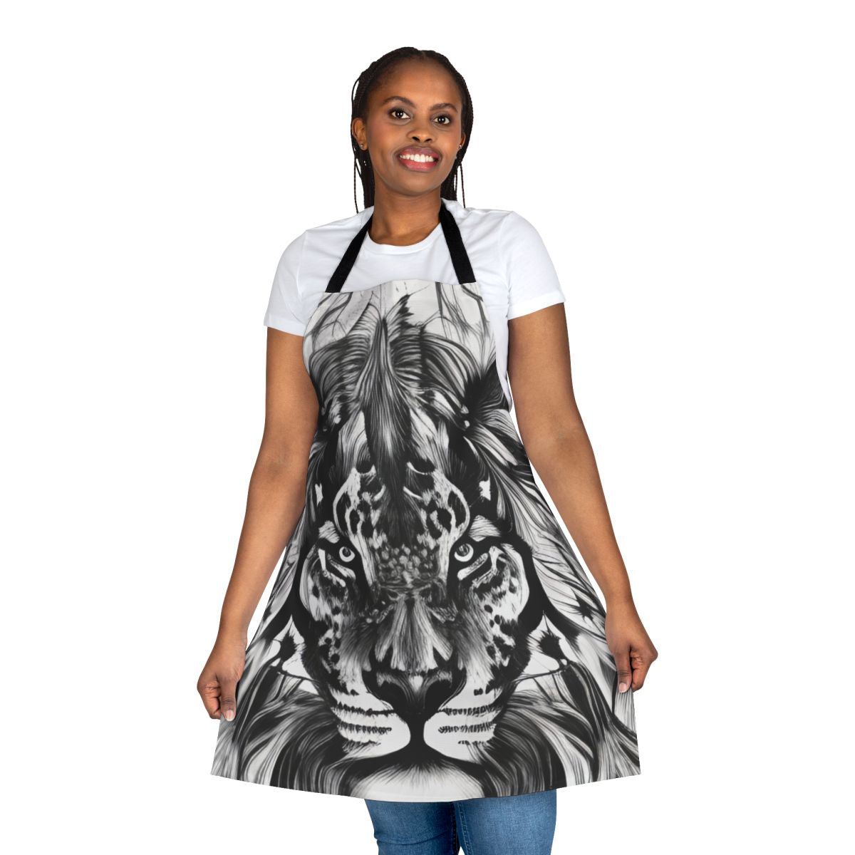 Colorful portrait of a lion on an apron