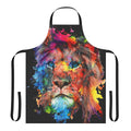 Illustration of a majestic lion in a colorful watercolor style, featured on a high-quality cooking apron.