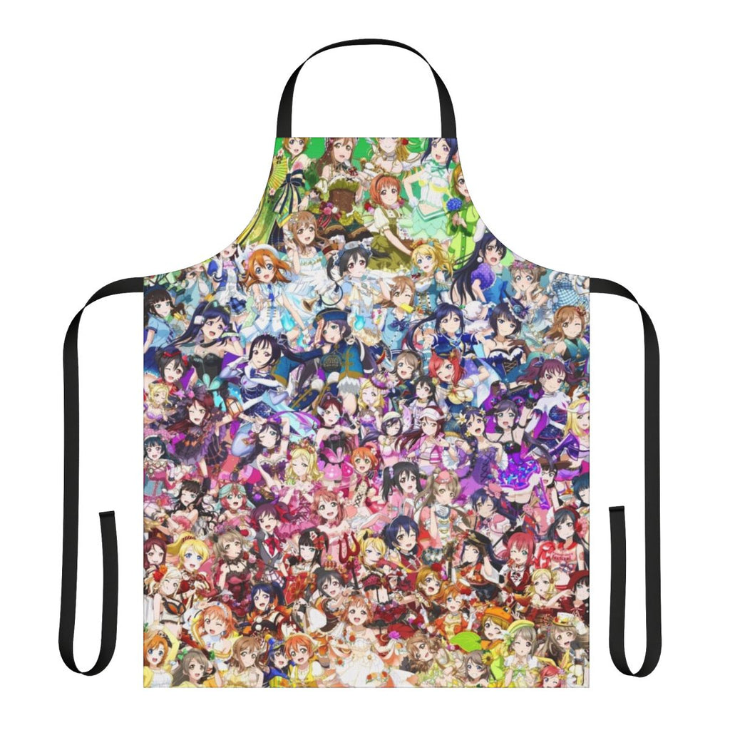 Colorful love live inspired apron with gradient rainbow design