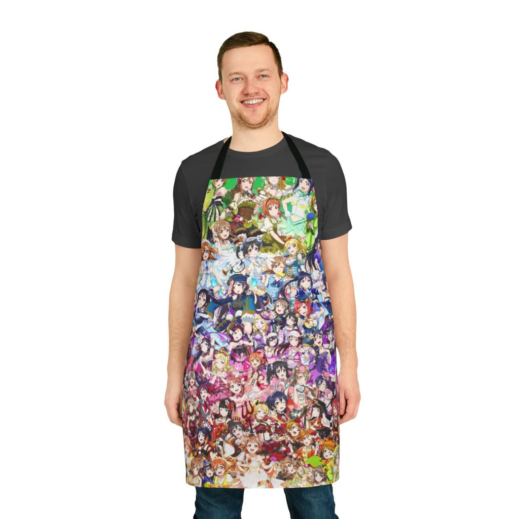 Colorful love live inspired apron with gradient rainbow design