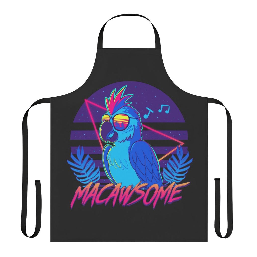 Colorful macaw bird printed on a retro-style apron