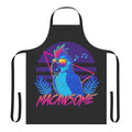 Colorful macaw bird printed on a retro-style apron