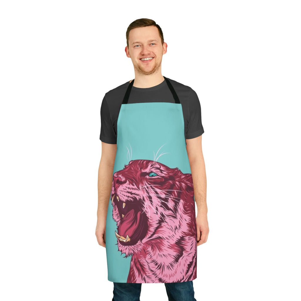 Magenta tiger portrait design printed on a high-quality apron
