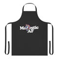 A colorful and whimsical apron featuring a majestic unicorn design in a retro, vintage-inspired style.