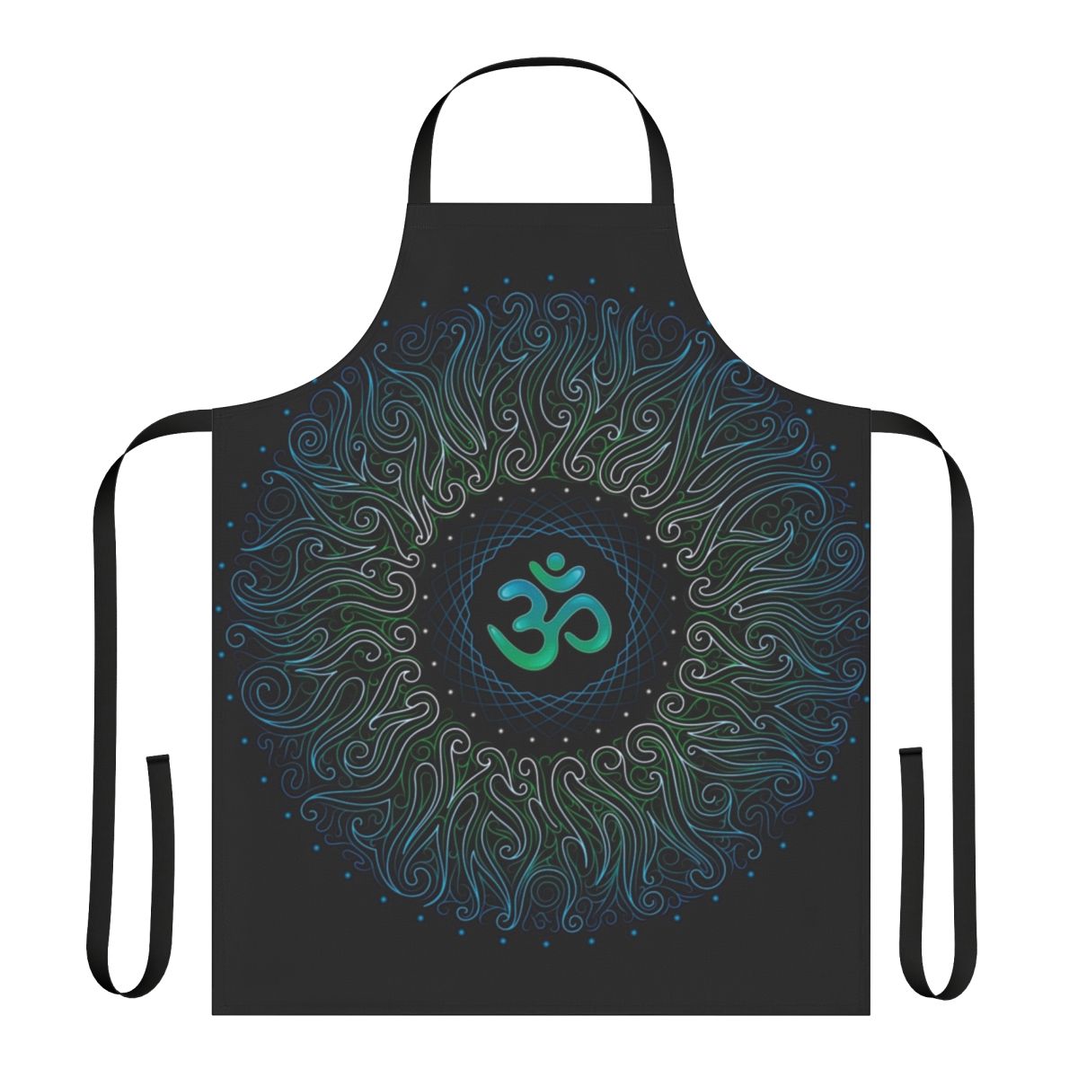 Colorful mandala pattern apron with spiritual and visionary art design