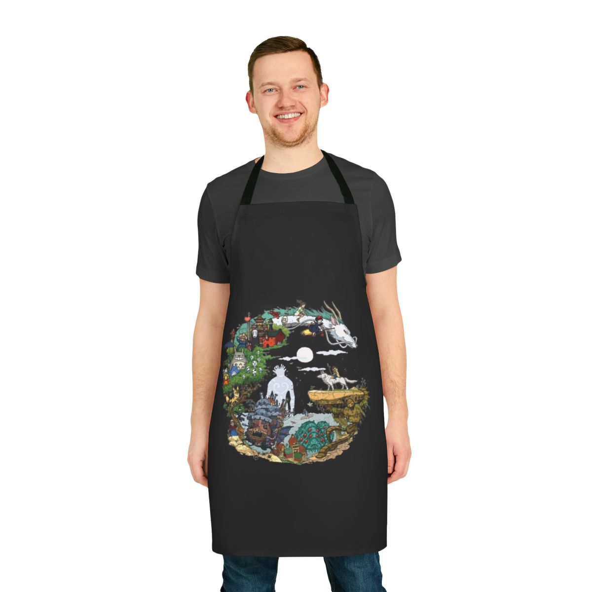 Colorful apron featuring artwork inspired by the Studio Ghibli classic "Nausicaä of the Valley of the Wind"