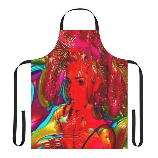 Colorful Mardi Gras-themed apron with abstract patterns and vibrant hues