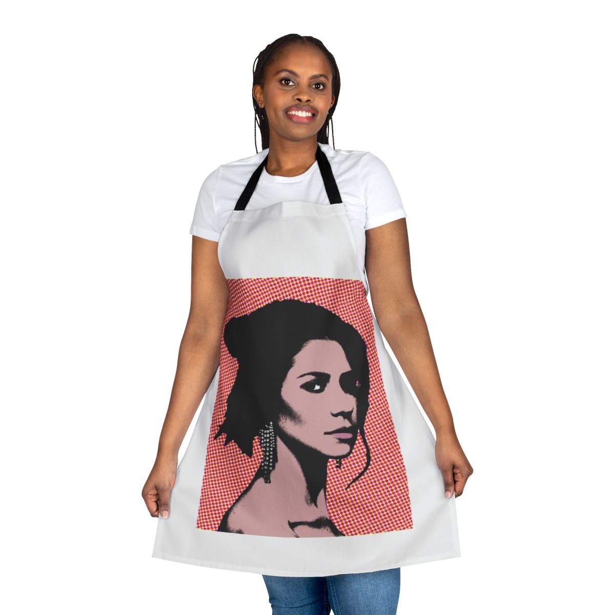 Colorful pop art apron featuring a design inspired by the music of Marina and the Diamonds