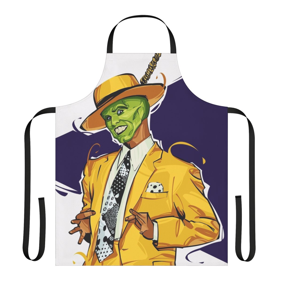 Colorful apron with a mask-like design, inspired by comic book superheroes