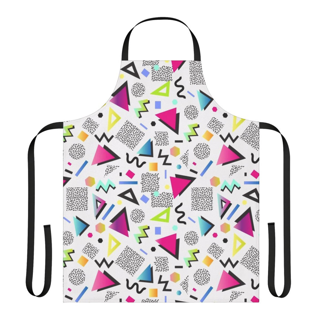 Colorful abstract geometric pattern apron in Memphis retro style