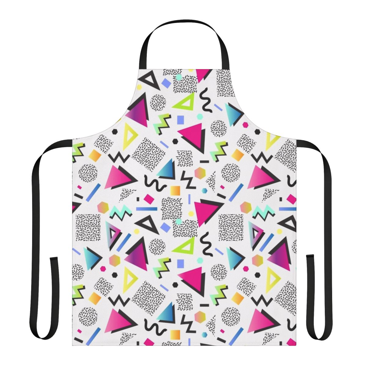 Colorful abstract geometric pattern apron in Memphis retro style