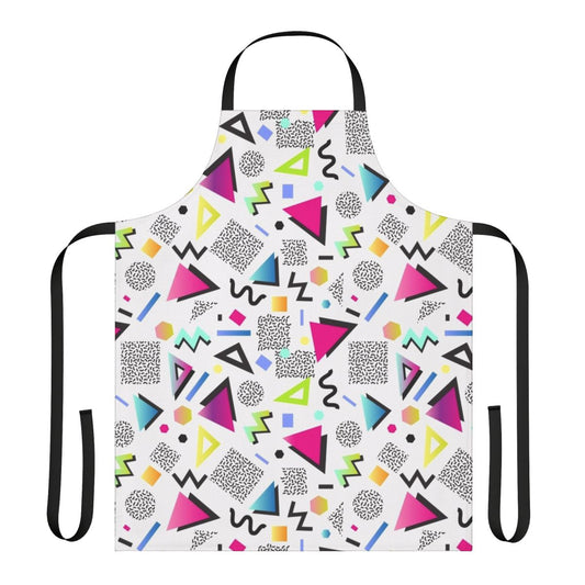 Colorful abstract geometric pattern apron in Memphis retro style