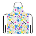 Colorful Memphis-style apron with geometric, retro-inspired pattern