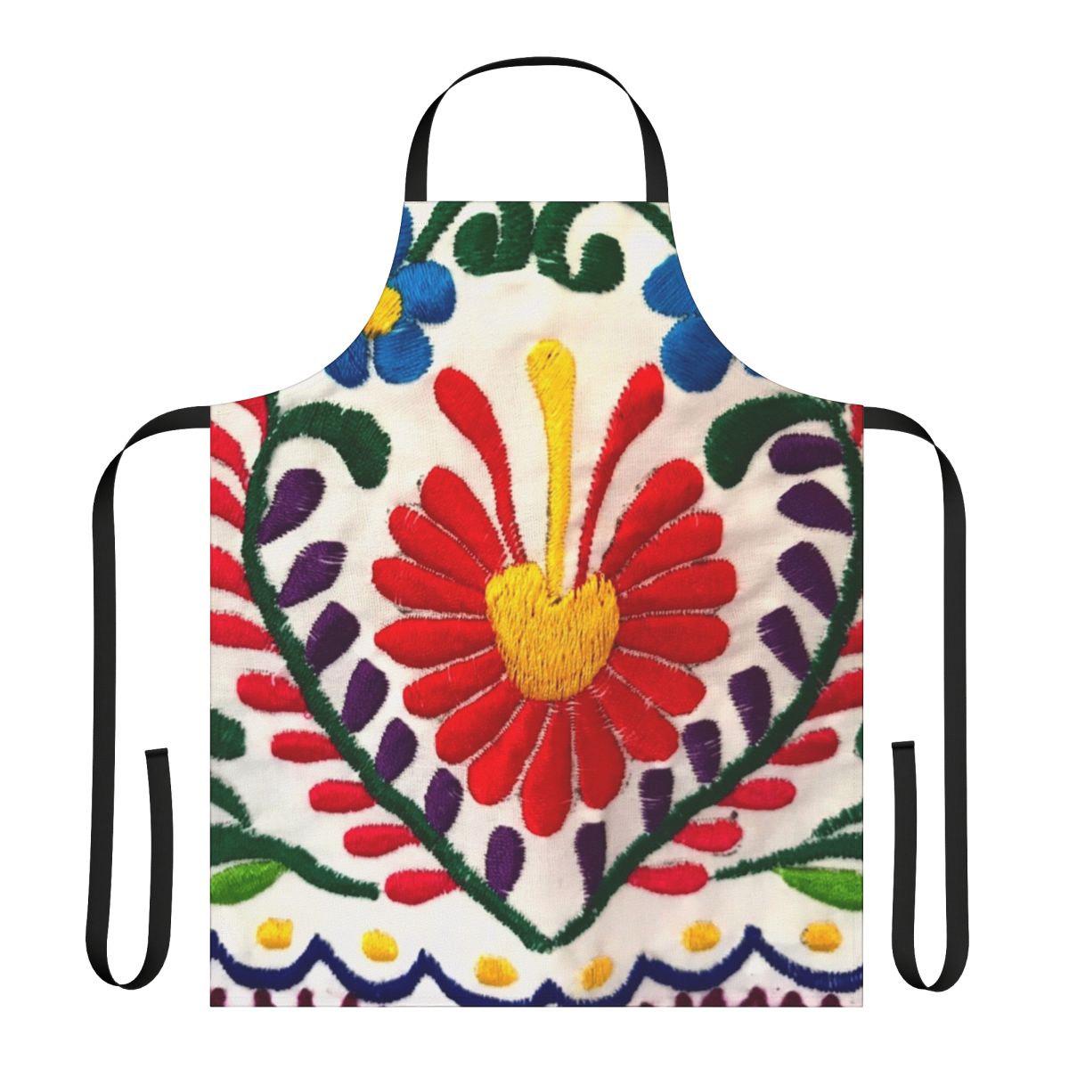 Colorful apron featuring a traditional Mexican floral design