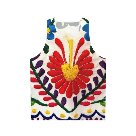 Unisex tank top featuring vibrant Mexican flowers