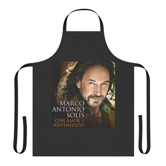 A colorful apron featuring a loteria card design and text "El Buki"