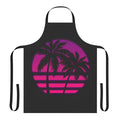 Colorful Miami wave pattern apron with palm trees and sunset colors