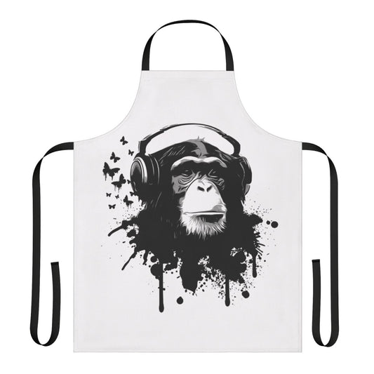 Vibrant monkey and butterfly print apron for the kitchen