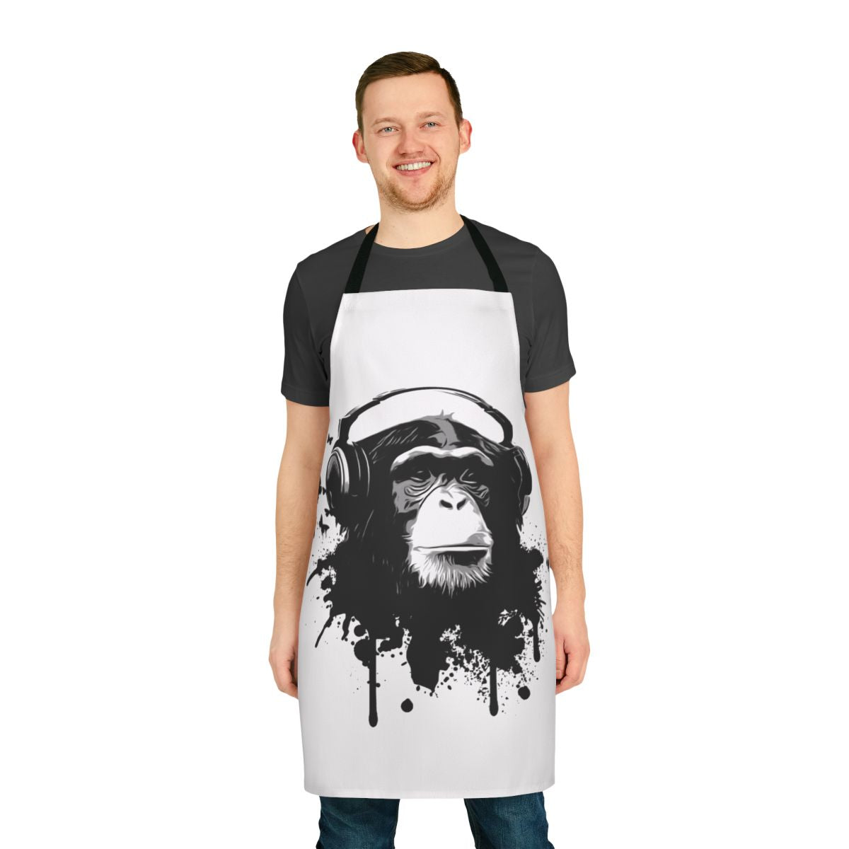 Vibrant monkey and butterfly print apron for the kitchen
